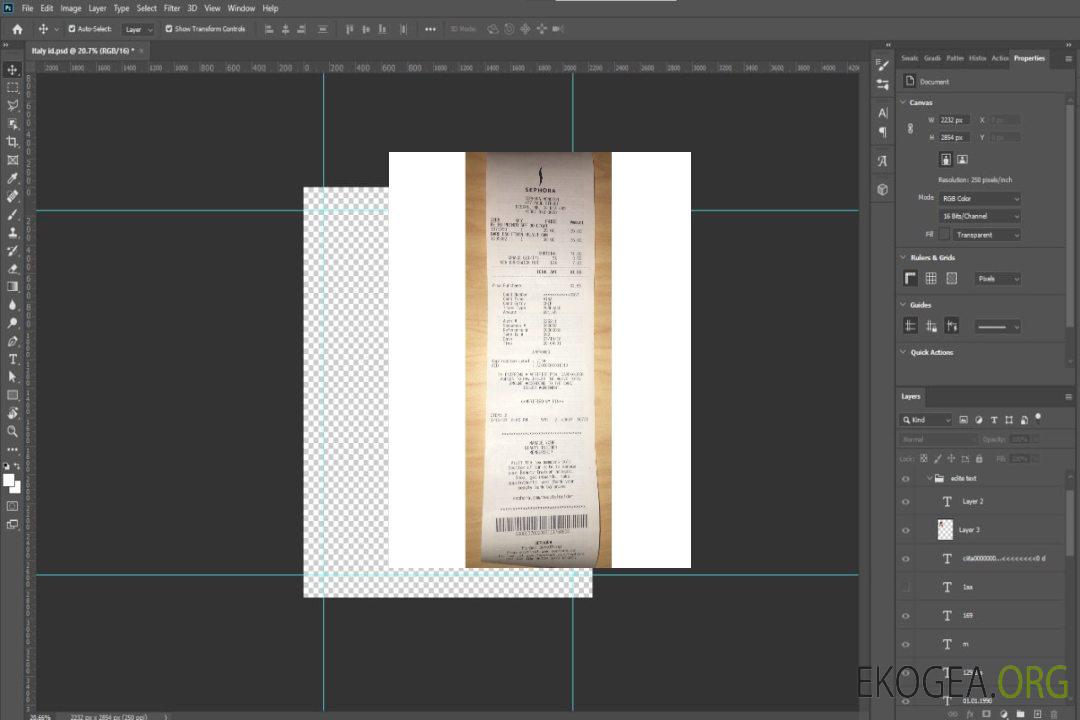 Reçu de paiement Sephora template